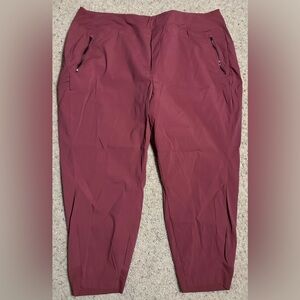 Athleta Trek Cropped Pants 22 Rose Travel Hiking Zip Pocket